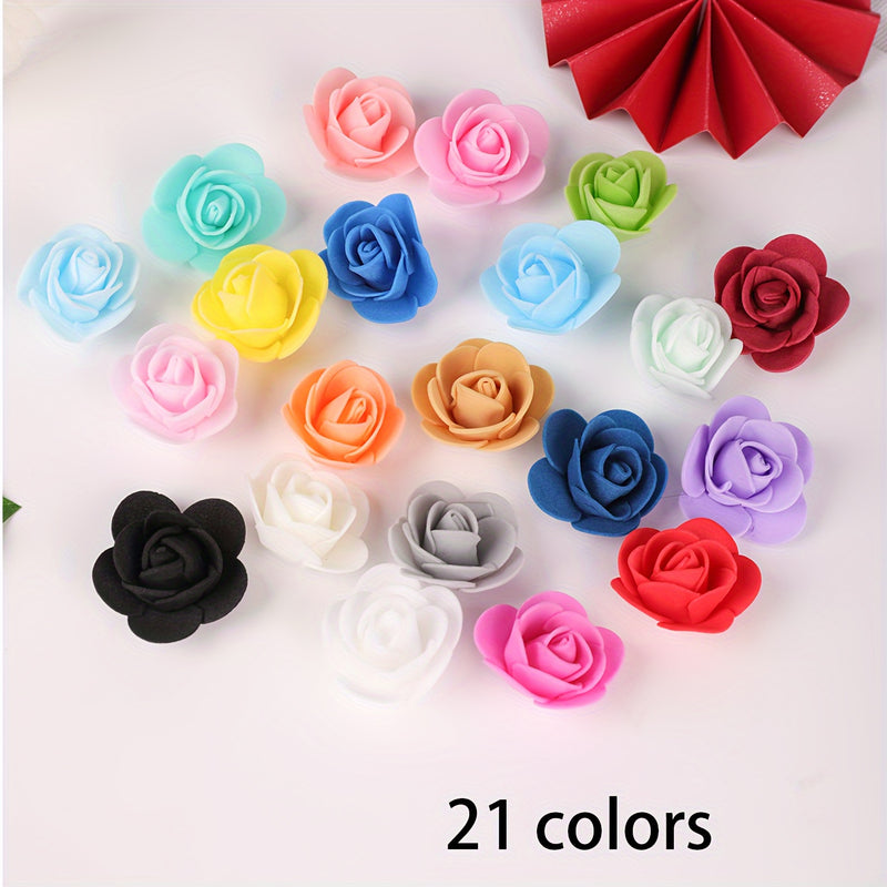 500 piezas/paquete 1.38 pulgadas/3.5 cm Cabezas de rosa de espuma artificial, Flor artificial Decoración del hogar, Decoración de cumpleaños de boda, Ideal para manualidades DIY Caja de regalo Regalo de San Valentín Decoración navideña