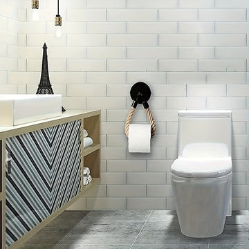 1 unidad de portarrollos de papel higiénico autoadhesivo de cuerda de cáñamo para pared, organizador de toallas para uso en el hogar