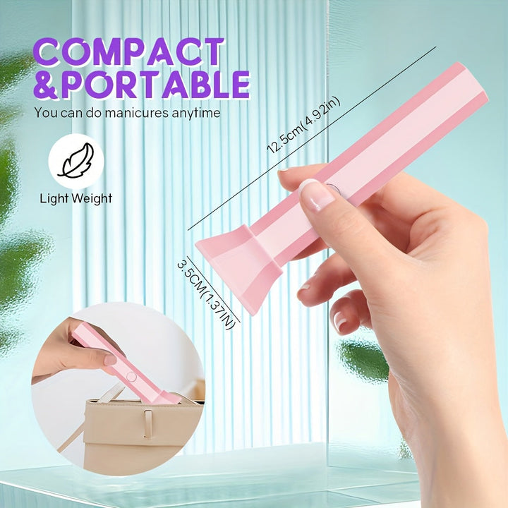 Lámpara de curado de esmalte de uñas portátil de mano con 6 LED, mini secador de uñas sin formaldehído, carga USB, batería de litio recargable, capacidad de batería de 200mAh