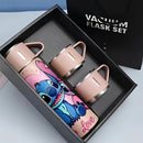 Juego de 1 termo de acero inoxidable Disney Stitch de 17 oz, taza térmica a prueba de fugas con 3 tazas para bebidas frías y calientes, ideal para viajes de negocios y útiles escolares, modelo LHB03211