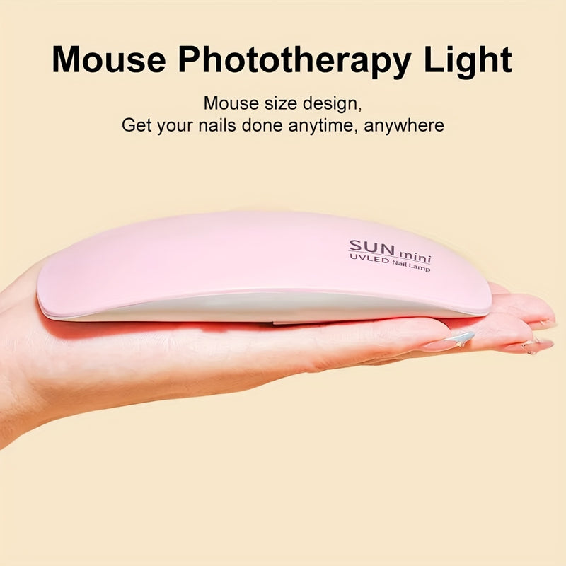 Lámpara de curado de uñas plegable, luz de manicura de ratón mini, secador de manicura portátil LED con alimentación USB, lámpara de uñas de gel para el hogar, juego de herramientas de uñas, regalo de cumpleaños de Navidad, adecuado para uso en el hogar