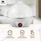VIVIDAY Hervidor de huevos y vaporizador de alimentos de una sola capa con fácil apertura - Operación transparente y conveniente con un solo botón, ideal para hervir huevos y panqueques, dispositivo de cocción de huevos | Diseño blanco elegante | Constru