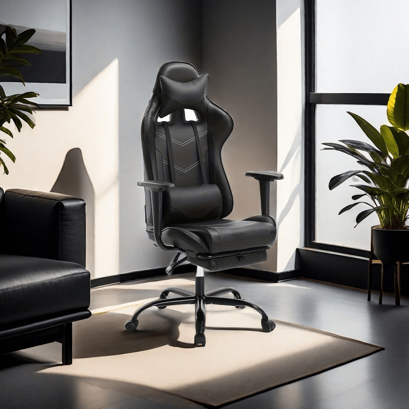 Producto Más Vendido, Silla de Juego Ergonómica con Reposapiés, Silla Giratoria Ajustable para Oficina Artificial, Silla Reclinable de Respaldo Alto con Soporte Lumbar y Apoyacabezas, Estilo Carrera para Videojuegos