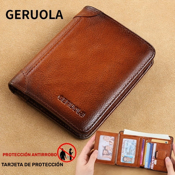 1 pza. billetera de cuero genuino para hombre, delgada, con bloqueo RFID, gran capacidad, múltiples ranuras para tarjetas, compartimentos con cierre, ideal para identificación, tarjetas de crédito, efectivo, regalo perfecto para Navidad, aniversario, cum