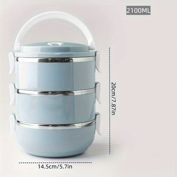 Juego de Lonchera de Acero Inoxidable - Caja Bento Aislada de 1 Capa con Tapa, Lavable a Mano, Forma Cilíndrica, Ideal para Oficina, Escuela, Camping y Picnic, Recipiente de Almacenamiento (2800ml)