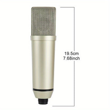 Microfono de Condensador Profesional U87 para Grabación | Reducción de Ruido de Alta Definición + Soporte Antivibraciones | Herramienta Universal para Grabación y Transmisión en Vivo