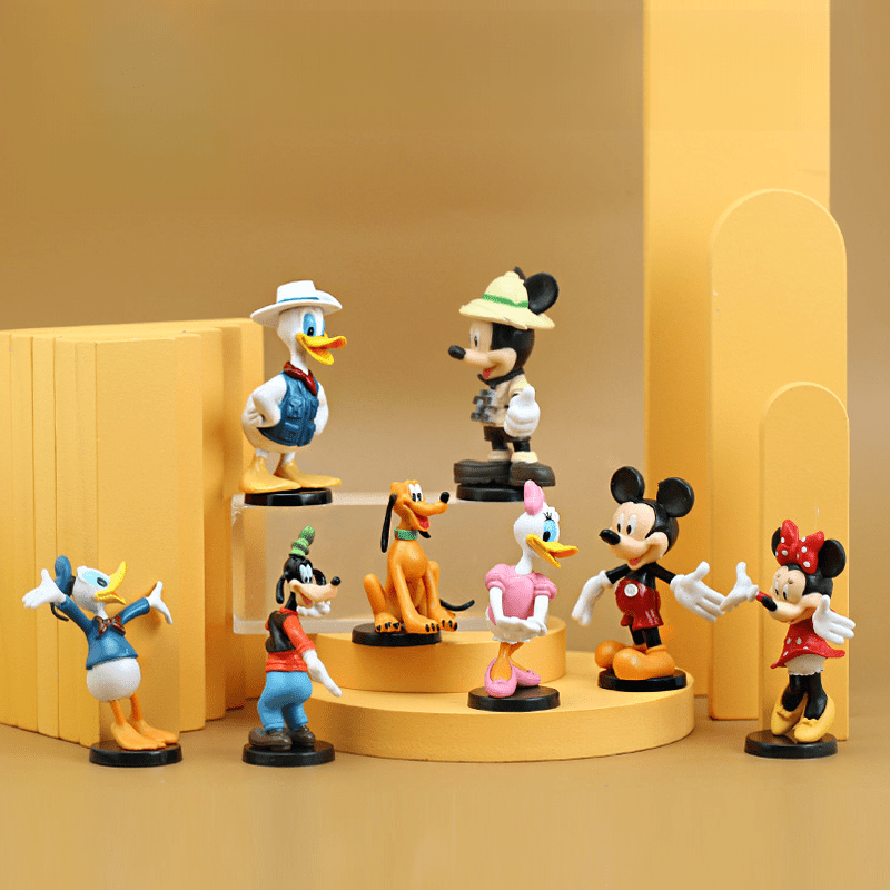 8 piezas de figuras de Mickey, Minnie y Donald, perfectas para decoración, regalos o regalos de cumpleaños.