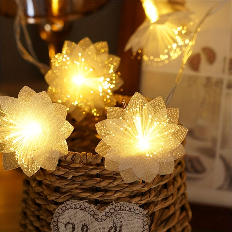 Luces de Flores con Fibra Óptica LED Parpadeantes para Boda y Navidad, Decoración Creativa Luminosa, Cuerdas Pequeñas Decorativas para Ambiente Festivo en Interiores