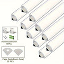 Canaleta de aluminio en forma de V para tiras LED, 10 piezas, difusor de luz, duradero, eficiente energéticamente, incluye cubierta protectora de PC y clips de montaje, para decoración del hogar e instalación de luces lineales