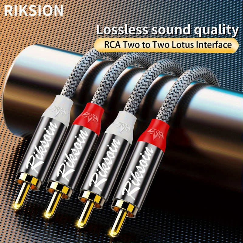 Cable de Audio Chapado en Oro para Transmisión de Música Sin Pérdidas - Conector de Sonido Trenzado de Nylon de Alta Fidelidad 2RCA Macho a Macho con Baja Interferencia, Adecuado para DVD, TV, Cine en Casa, Juegos, Altavoces