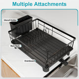 Escurridor de acero inoxidable compacto con estante desmontable para cubiertos y tabla escurridera, práctico organizador multifuncional resistente y duradero, ideal para cocinas pequeñas, accesorio básico imprescindible para el hogar