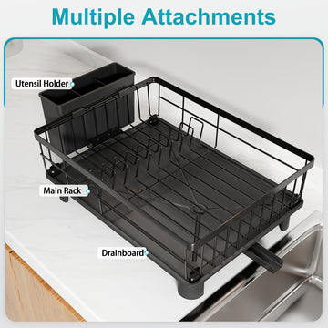 Escurridor de acero inoxidable compacto con estante desmontable para cubiertos y tabla escurridera, práctico organizador multifuncional resistente y duradero, ideal para cocinas pequeñas, accesorio básico imprescindible para el hogar