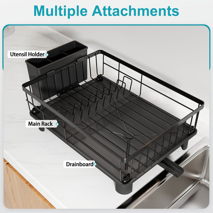 Escurridor de acero inoxidable compacto con estante desmontable para cubiertos y tabla escurridera, práctico organizador multifuncional resistente y duradero, ideal para cocinas pequeñas, accesorio básico imprescindible para el hogar