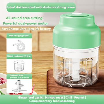 Dispositivo Eléctrico de Picado de Ajo SENBOWE de Seis Hojas de 320ml, Prensa de Ajo Inalámbrica Mini, Pelador Automático de Ajo con Agitación, Extractor de Ajo para Cocina y Máquina Complementaria de Alimentos