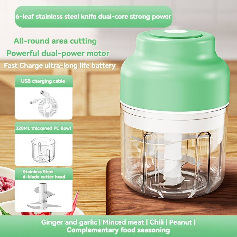 Dispositivo Eléctrico de Picado de Ajo SENBOWE de Seis Hojas de 320ml, Prensa de Ajo Inalámbrica Mini, Pelador Automático de Ajo con Agitación, Extractor de Ajo para Cocina y Máquina Complementaria de Alimentos