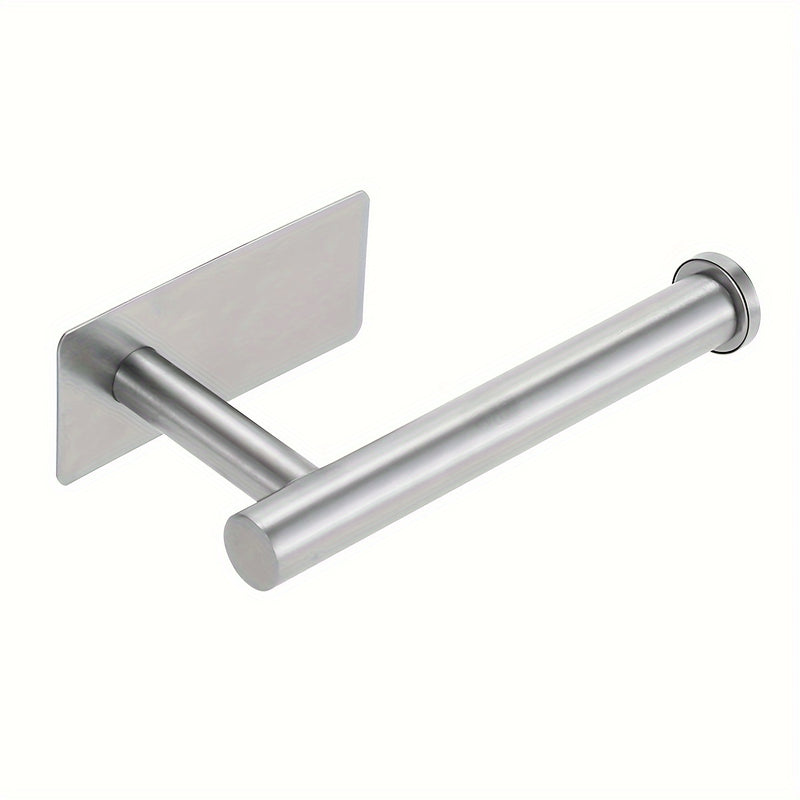 Soporte para papel higiénico de acero inoxidable elegante, 1 unidad, montaje en pared sin taladro con doble opción de instalación, ideal para baño y decoración de baño