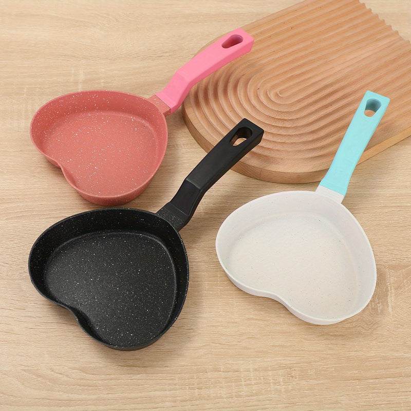 Sartén antiadherente en forma de corazón para freír huevos - Sartén de desayuno de aluminio con capa de piedra para omeletes, panqueques y hamburguesas - Ideal para uso doméstico, cocción rápida, diseño lavable no desmontable, perfecto para cocinar delic