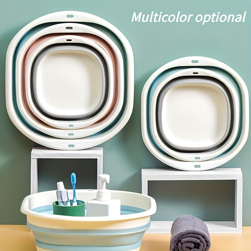 3 Piezas de Lavabo Portátil Plegable, Cubeta para Lavar Verduras, Lavamanos Plástico para Dormitorio Estudiantil, Cubeta Multiusos Plegable, Juego de Cubetas Plegables