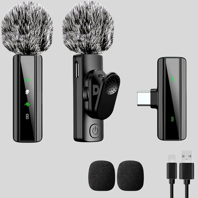 Microfono sin varillas de solapa con pantalla LED, micrófono portátil para grabación de video y podcast con cancelación de ruido HD, función de reverberación silenciosa para creadores de contenido