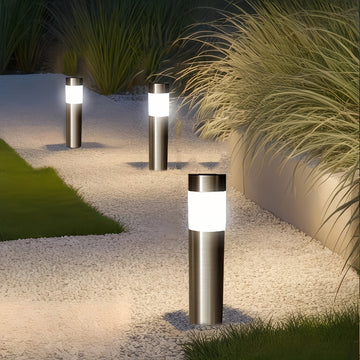4 piezas de luces solares brillantes para exteriores, luces solares para jardín, luces exteriores con auto encendido/apagado para césped, patio, caminos, driveway y decoración de paisaje (tono cálido), fácil de instalar