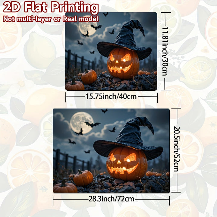 1pc Protector de Estufa para Halloween - Diseño de Sombrero de Bruja y Calabaza, Cubierta Antideslizante para Cocina/Gas/Horno - Decoración Fácil de Limpiar en Poliéster, Adorno Espeluznante para Hogar o Fiestas, Diseño 2D Plano