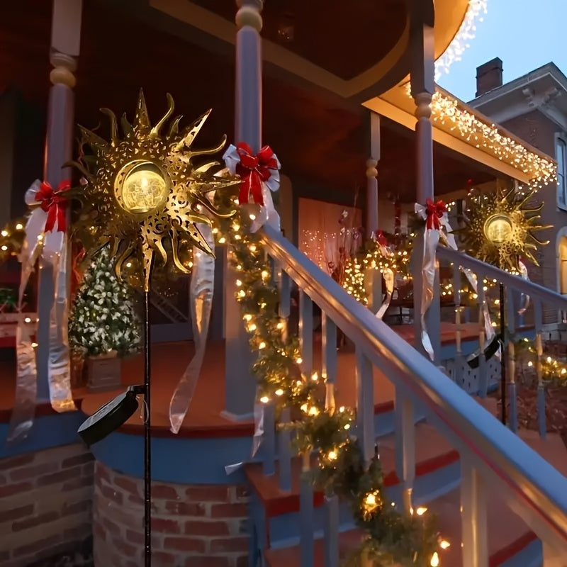 Luces Solares de Jardín IP65, Lámpara Decorativa con Diseño Solar, Regalo Perfecto para Amigos y Familia, Ideal para Iluminación Exterior en Céspedes, Jardines y Camping (Navidad, Halloween, Día de la Madre), Mejor Opción para Navidad