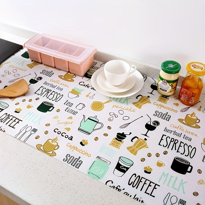 1 Rollo de forros de cajones multifuncionales con estampado de dibujos animados lindos, papel de cajones antiadherente adecuado para armarios y estantes de zapatos.