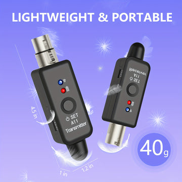 [Micrófono Inalámbrico de Alta Calidad] Sistema de Micrófono Inalámbrico de 2.4Ghz - Transmisión de Sonido de Alta Calidad Compacto Recargable por USB con Adaptador XLR y Puerto de Carga Tipo-C - Ideal para Mezcla de Audio y Micrófonos Dinámicos y de Con