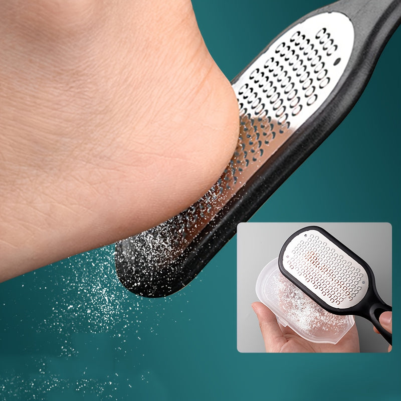 1pc Lima Profesional de Acero Inoxidable para Pies y Uñas - Diseño Antisalpicaduras, Mango Ergonómico para Exfoliar Cutículas en Talones, Uñas de los Pies y Manos - Esencial para Spa en Casa y Pedicura, Exfoliación Manual | Diseño Amigable al Usuario | E