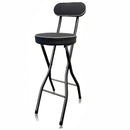 1pc Silla de bar plegable contemporánea, tapizada en cuero con relleno, estructura metálica, respaldo sólido, relleno de esponja, fácil de limpiar, diseño plegable para pisos duros, no requiere electricidad ni batería