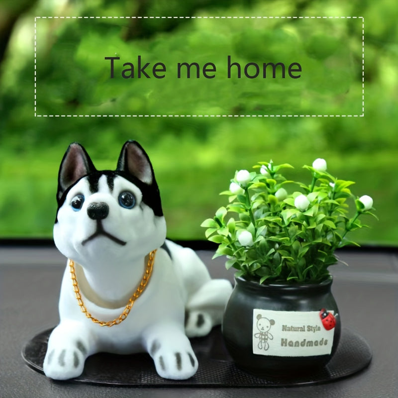 Adorno para Tablero de Coche - Perrito Bobblehead Lindo, Figura Creativa de Resina para Accesorios del Interior del Vehículo