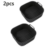 Juego de 2 o 3 forros de aire fritura reutilizables de silicona - bandejas de horno cuadradas gruesas, ideales para cocinar de manera saludable, adecuadas para freidoras de aire de 4-7Qt, seguras para microondas, antiadherentes, fáciles de limpiar, perfe