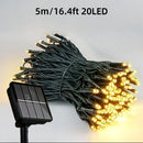 Luz decorativa Solar 5/22M con 20/200 bombillas, cadena de luces de escenario de paisaje solar para exteriores, 8 modos de iluminación, fácil de instalar luz decorativa de patio, adecuada para Navidad, valla de jardín, pabellón de patio, fiesta, boda y d
