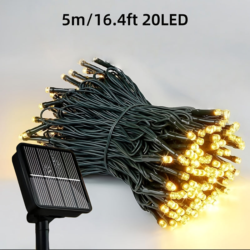 Luz decorativa Solar 5/22M con 20/200 bombillas, cadena de luces de escenario de paisaje solar para exteriores, 8 modos de iluminación, fácil de instalar luz decorativa de patio, adecuada para Navidad, valla de jardín, pabellón de patio, fiesta, boda y d