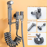 Juego de Cabezal de Ducha y Bañera Manual de Acero Inoxidable de 4 Piezas, Válvula Angular de Control Doble Uno en Dos Salidas, Divisor de Grifo de Baño, Pistola Pulverizadora de Mano Presurizada de Acero Inoxidable para Baño, Dispositivo de Lavado Femen