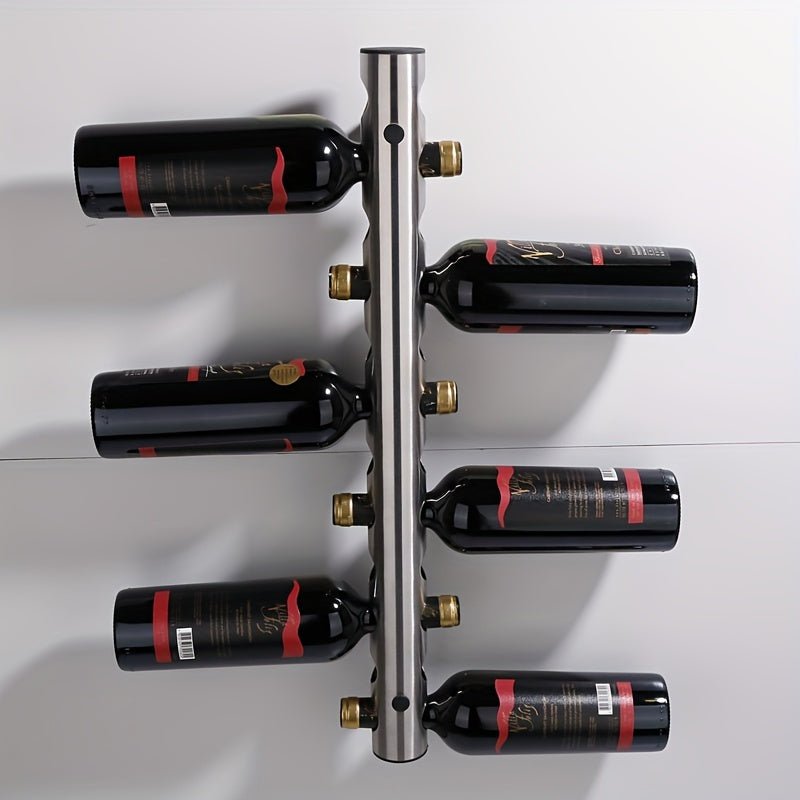 Soporte de Vino Minimalista de Acero Inoxidable para Montar en la Pared - Elegante y Práctico para Cocina y Comedor, Hogar, Sala de Estar