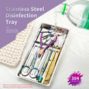Bandeja de desinfección para herramientas de uñas, cortacutículas, empujadores de acero, cabezales de pulido, bandeja de remojo y desinfección, caja de limpieza, cepillos para uñas y bandejas de limpieza