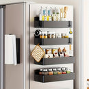 Pack de 2 Cestas Magnéticas Grandes para Almacenamiento en Plástico para Refrigerador, Microondas y Lavadora - Organizador Multifuncional de Cocina, Soporte Magnético para Especias sin Necesidad de Taladro ni Pegamento, Estante Extraíble