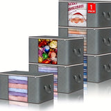 Caja de almacenamiento de ropa de gran capacidad, organizador de ropa plegable de 6/1 con cremallera y tapa, bolsa de almacenamiento de saco de dormir para camping, caja de organización de armario, mango duradero, tejido grueso, adecuado para ropa de cam