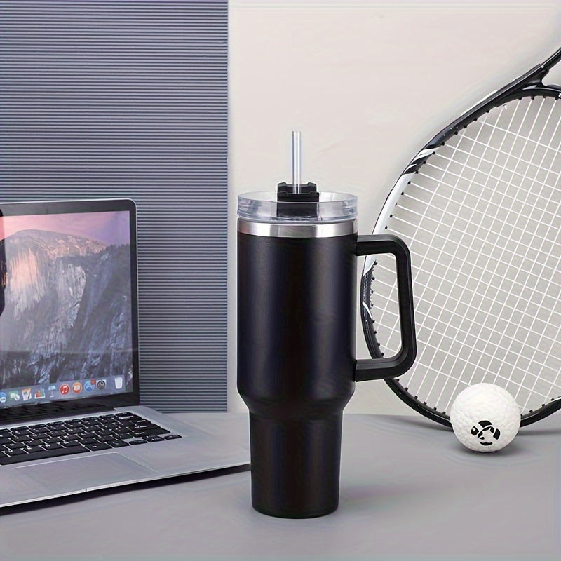 Botella de Agua Aislada de Acero Inoxidable con Pajita y Asa - Gran Capacidad, Taza Deportiva a Prueba de Fugas para Fitness, Viajes y Oficina - Regalo Perfecto para Vacaciones, Botella de Agua Deportiva