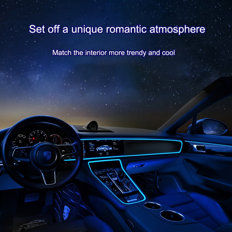 Luces LED inteligentes decorativas de interior de 3M/5M con cableado libre de neón con luces de ambiente flexibles de bricolaje frío modificado con luces de ambiente impulsadas por USB para decoración de coches, fiestas de vacaciones, cumpleaños, sin bat