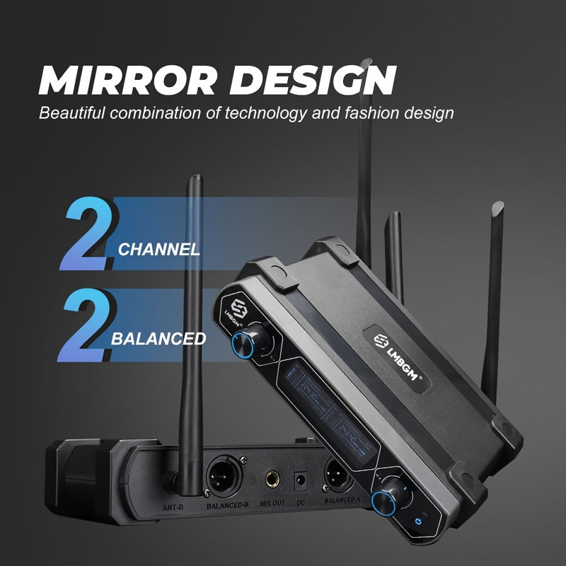 Sistema de Micrófono Inalámbrico Dual LMBGM con Voz HD, Rango de 30m, Transmisión Estable - Ideal para KTV, Karaoke Familiar y Actuaciones Escénicas, 110V-130V, Jack de 6.35mm, Equipo de Audio Portátil|Equipo de Audio Profesional|Transmisión de Audio Est