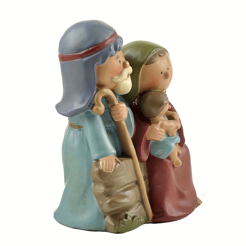 1 pieza de figurita de resina de la Natividad, decoración del hogar para el abrazo familiar de Acción de Gracias, cálido y saludable adorno para el dormitorio, accesorio de exhibición para la temporada navideña.