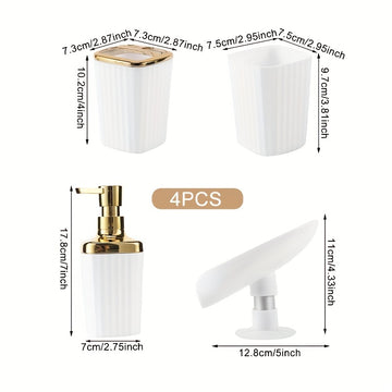 4 Piezas, Soporte Para Cepillo De Dientes, Vaso Para Enjuague Bucal Y Jabonera, Ideal Para Organizar Los Artículos Esenciales De Su Baño Accesorios De Baño, Kit De Baño Con Estilo Y Funcional Con Dispensador De Loción