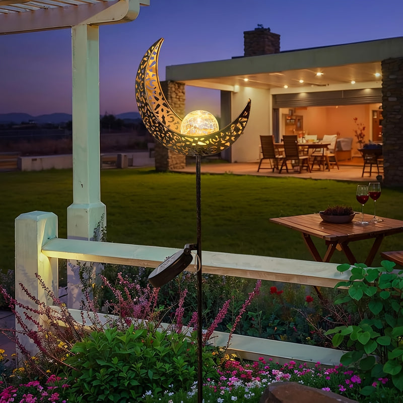 Luces Decorativas Solares para Jardín Adecuadas para Céspedes, Luces de Estaca Metálicas Impermeables para Patios y Senderos, Lámpara Ornamental de Metal con Vidrio Agrietado para Accesorios de Iluminación de Césped, Perfectas para Jardines y Exteriores