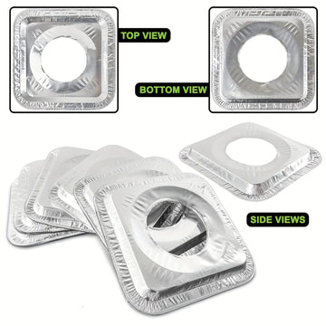 10/30/50pcs Cubierta Cuadrada para Quemador de Estufa, Tapa Cuadrada para Cocina, Protector Antigrasa para Estufa de Gas, Anillo de Aluminio Engrosado, Limpieza de Encimera de Cocina, Adecuado para Uso Doméstico, en la Cocina y Restaurante