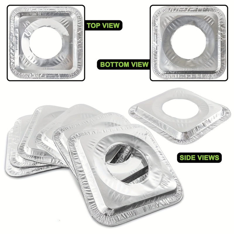 10/30/50pcs Cubierta Cuadrada para Quemador de Estufa, Tapa Cuadrada para Cocina, Protector Antigrasa para Estufa de Gas, Anillo de Aluminio Engrosado, Limpieza de Encimera de Cocina, Adecuado para Uso Doméstico, en la Cocina y Restaurante