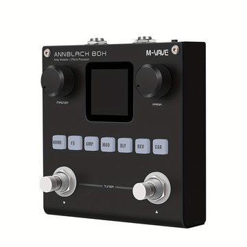 Modelador de efectos portátil para guitarra/bajo con 6 módulos de efectos, 80 presets editables y batería recargable
