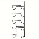 Estante de vino de metal de estilo tradicional - Estantes flotantes para colgar en la pared con acabado lacado, organizador de almacenamiento de 5 niveles para baño, estante de exhibición de botellas de arte de pared moderno decorativo