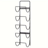 Estante de vino de metal de estilo tradicional - Estantes flotantes para colgar en la pared con acabado lacado, organizador de almacenamiento de 5 niveles para baño, estante de exhibición de botellas de arte de pared moderno decorativo